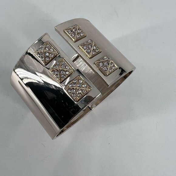 Victoria's Secret Scandalous Hinged Gold Tone Rhinestone Cuff Bangle Bracelet - Picture 11 of 11